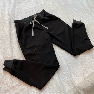 Figs Black Jogger Pants with Tapered Fit and Elastic Cuffs